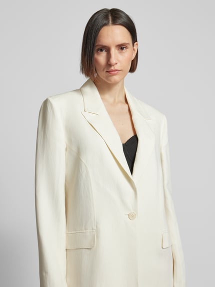 Patrizia Pepe Blazer van een mix van viscose en linnen, model 'GIACCA ESSENTIAL' Wit - 3