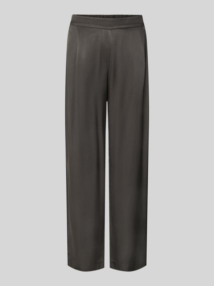 Produktfoto, Straight Fit Stoffhose aus reiner Viskose Modell 'Cisilia' von someday, dunkelgrau, glatte Textur, elastischer Bund, seitliche Eingrifftaschen, Gesäßtasche, Bundweite 35 cm, Innenbeinlänge 65 cm