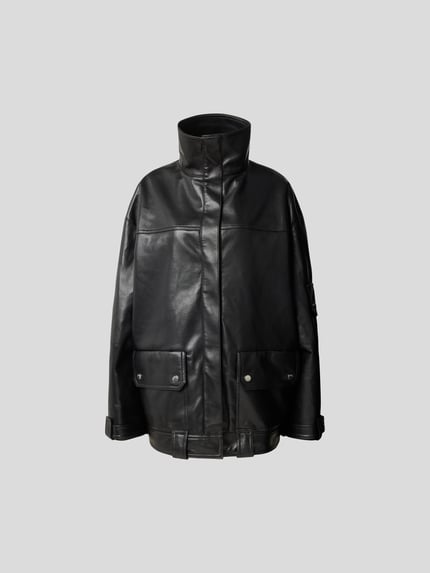 Nanushka Oversized jack in lederlook Zwart - 2