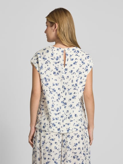 MSCH Copenhagen Regular fit blousetop met structuurmotief, model 'Falisha' Rookblauw - 5
