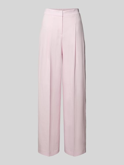 Produktfoto, Relaxed Fit Hose aus Leinen-Mix Modell 'TIANA11' von BOSS, Optik: Unifarben, Bügelfalten, Leinen-Viskose-Mix, zartrosa Farbton, seitliche Eingrifftaschen vorne, Paspeltaschen hinten