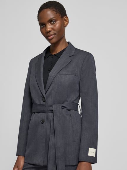 Calvin Klein Womenswear Regular Fit Longblazer aus Wolle mit Taillengürtel Graphit 3