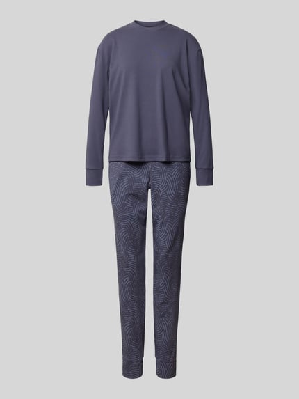 SCHIESSER Regular Fit Pyjama mit Rundhalsausschnitt Blau 1