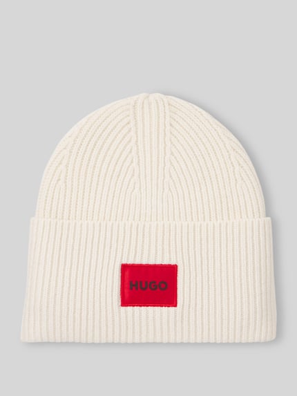 HUGO Mütze mit kontrastierendem Logo-Patch Weiss 2