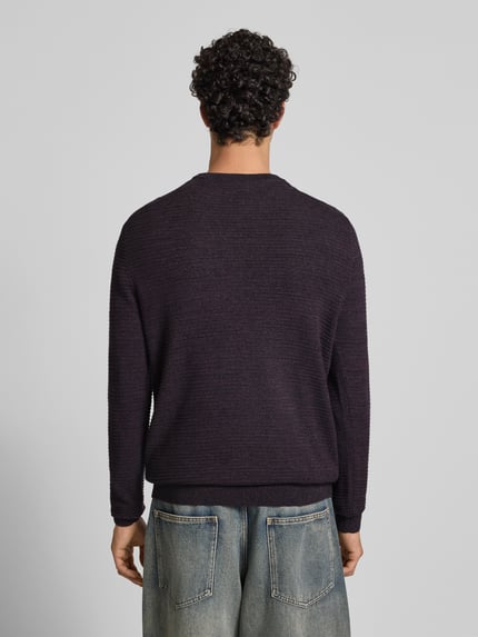 JACK & JONES Strickpullover mit Rundhalsausschnitt Modell 'OTTO' Bordeaux Melange 5