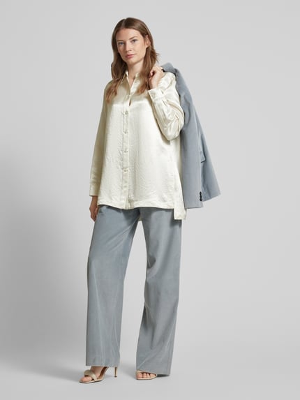 MM by Max Mara Regular Fit Hemdbluse in Crinkle-Optik Modell 'GRADARA' Weiss 1