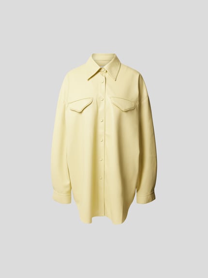 Nanushka oversized overhemdblouse in leerlook Lichtgeel - 2