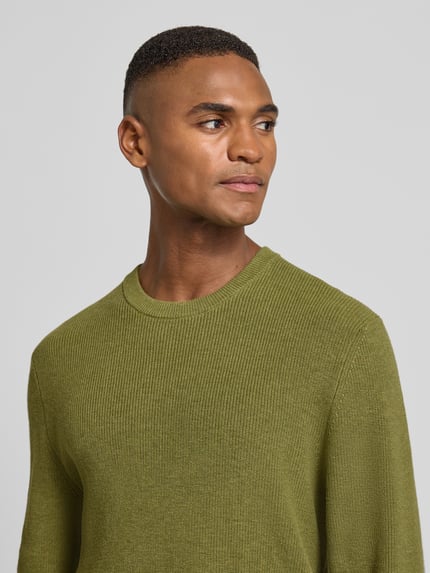 MCNEAL Gebreide pullover met ribboorden Rietgroen gemêleerd - 3