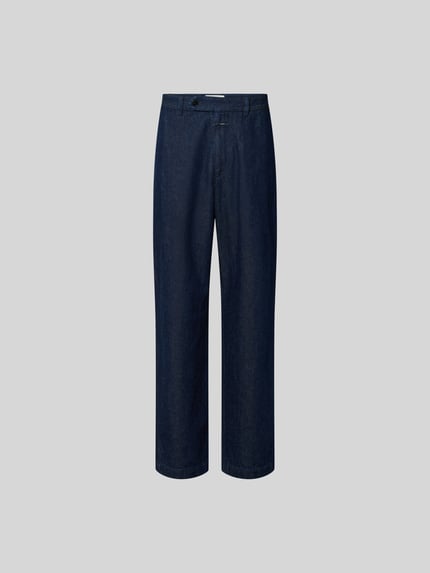Productfoto, Straight Fit Jeans met hennep-aandeel van closed, donkerblauw katoenmix, steekzakken, logopatch, knoop- en ritssluiting