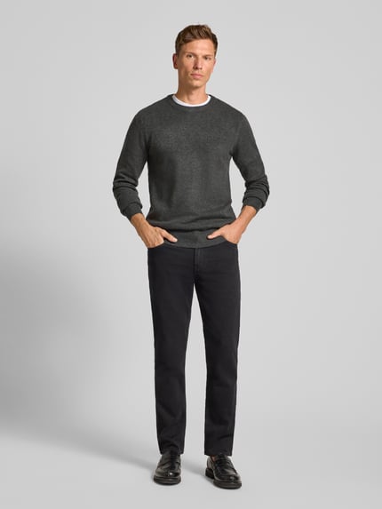 Casual Friday Regular fit gebreide pullover met ronde hals, model 'Heine' Donkergrijs - 1