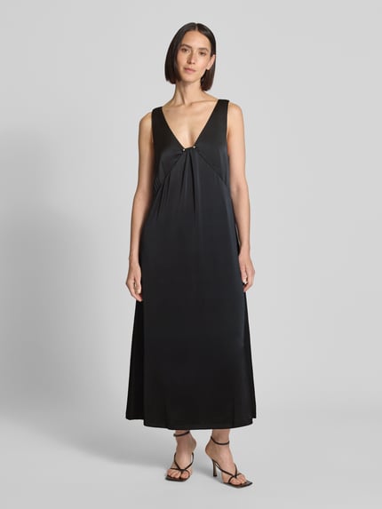 Gestuz Midi-jurk met V-hals, model 'jessie' Zwart - 4