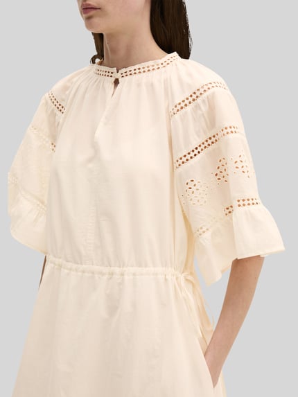 Marc O'Polo Loose Fit Freizeitkleid aus reiner Baumwolle mit Lochstickerei Weiss 3