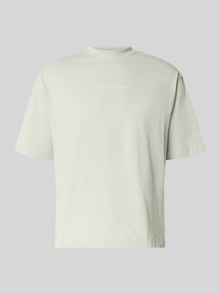 Produktfoto, jasnoszary męski t-shirt o kroju relaxed fit z bawełny, gładka faktura, Relaxed Fit T-Shirt aus reiner Baumwolle Modell 'NORMAN' von Selected Homme