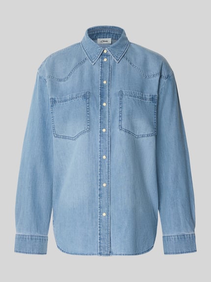 s.Oliver RED LABEL Loose Fit Jeansbluse aus reiner Baumwolle Hellblau 2