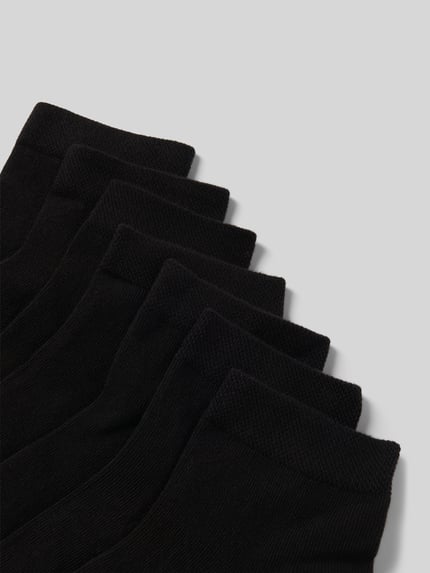 Produktfoto, Socken mit Label-Print im 7er-Pack von camano in Schwarz aus Baumwoll-Mix mit Stretch-Anteil, gerippter Abschluss, körpernaher Schnitt.
