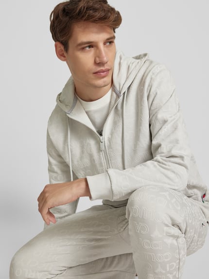 Carlo Colucci Sweatjacke mit Kapuze Hellgrau 3