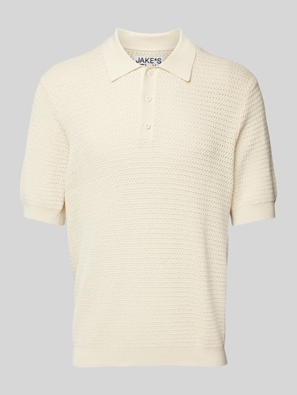 Jake*s Studio Men Poloshirt aus Viskose-Mix mit Strukturmuster Ecru 2