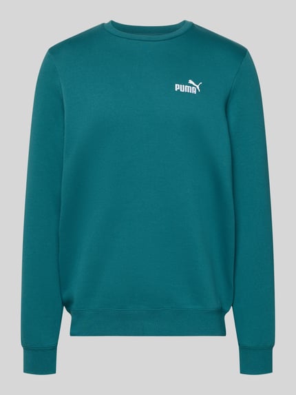 Produktfoto, Regular Fit Sweatshirt mit Logo-Stitching von PUMA PERFORMANCE, bawełniany miks, krój regular fit, logo, okrągły dekolt, elastyczne wykończenia, długość tyłu w rozmiarze M: 69 cm, długość rękawa w rozmiarze M: 69 cm, kolor turkusowy