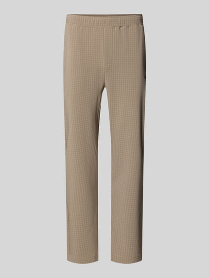 Produktfoto, Tapered Fit Hose mit Waffelstrukturmuster Modell 'TERRACE' von BOSS Green in Beige, Optik:Allover-Muster, Label-Patch, Bundabschluss elastisch mit Tunnelzug, seitliche Eingrifftaschen