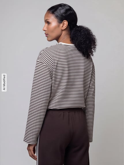 ONLY Relaxed Fit Langarmshirt aus reiner Baumwolle Modell 'FREJA' Schoko Melange 5