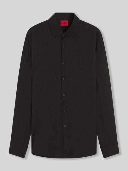 HUGO Koszula o kroju slim fit biznesowa z wiskozy z żakardową strukturą model 'KENNO' Czarny 2