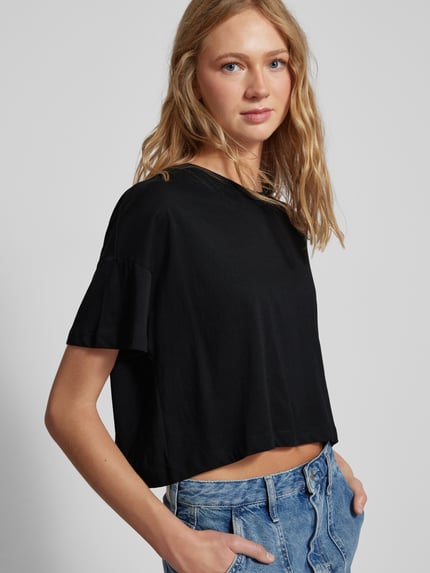 NOISY MAY® Cropped T-Shirt mit Label-Detail Modell 'ALENA' BLACK 3