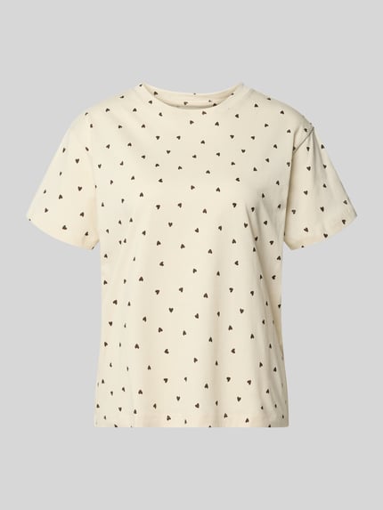 Produktfoto, Pyjama-Oberteil mit Rundhalsausschnitt von Jake*s Casual in Beige mit braunem Allover-Muster, Reine Baumwolle, Regular-Fit