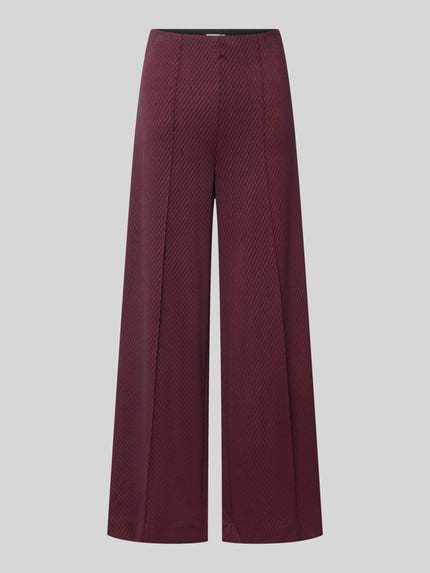 Produktfoto, Wide Fit Hose mit Viskose-Anteil Modell 'Kate' von ICHI mit Strukturmuster, Ziernähten und teilelastischem Bund, Damenmode