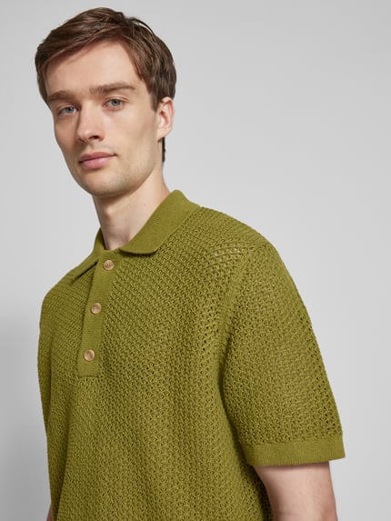 MANGO Regular Fit Poloshirt mit Knopfleiste Modell 'LIBRE' Gruen 3