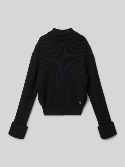 GUESS Sweter z dzianiny z golfem Czarny 1