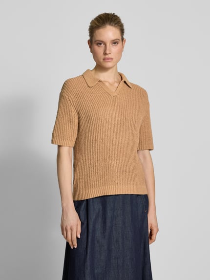 Christian Berg Woman Gebreid shirt met V-hals Roodbruin - 4