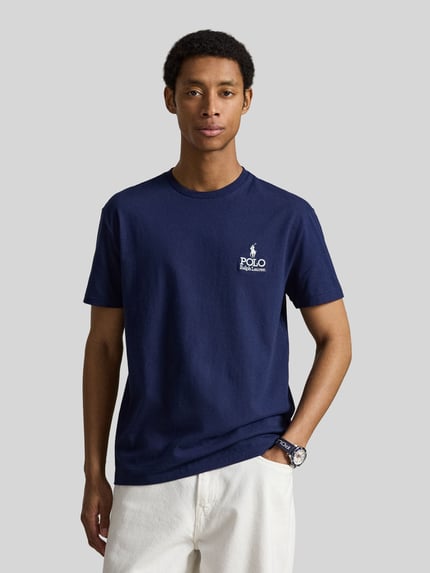 Polo Ralph Lauren Relaxed Fit T-Shirt aus reiner Baumwolle mit Logo-Stitching Marine 4