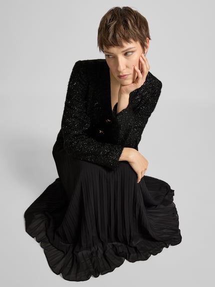 Self-Portrait Midi-jurk met v-hals Zwart - 3