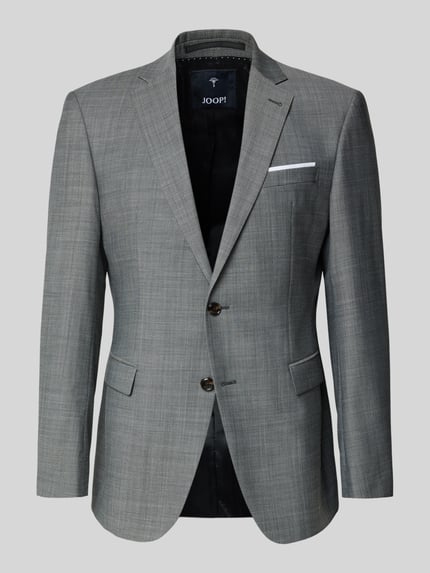 Produktfoto, Slim Fit 2-Knopf-Sakko mit Woll-Anteil Modell 'Finch' von JOOP! Collection, Optik: Unifarben, dezentes Webmuster, Reverskragen, Brustleistentasche, Pattentaschen, 2-Knopf-Verschluss, Material-Mix mit Woll-Anteil, graue Farbtöne, glatte Textur.