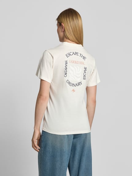 HUGO męski t-shirt o kroju regular fit z czystej bawełny model 'VINTAGE TEE_25' Złamany biały 5