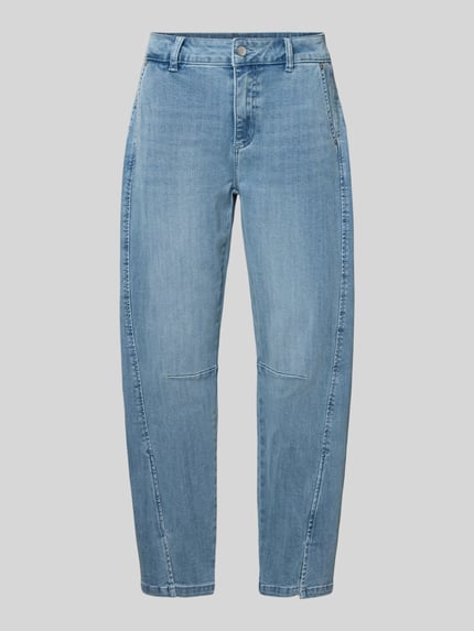 Produktfoto, Barrel Fit Jeans mit Eingrifftaschen von Buena Vista in hellem Used-Look, Baumwoll-Mix mit Viskose-Anteil, leichte Waschung