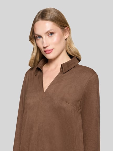 Betty Barclay Figurumspielendes Freizeitkleid mit V-Ausschnitt Cognac 3