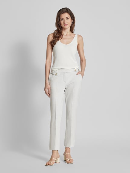 SEDUCTIVE Slim Fit Leinenhose mit Bügelfalten Modell 'INEZ' Hellgrau 1
