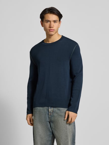Marc O'Polo DENIM Regular Fit Strickpullover aus Baumwoll-Mix Marine 4