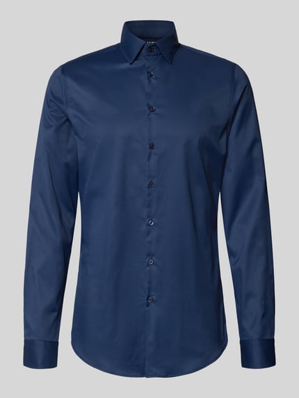 Produktfoto, donkerblauw Slim Fit Business-Hemd Extralang met Kentkraag van Jake*s, materiaalmix met stretch, heren, effen, lange mouwen
