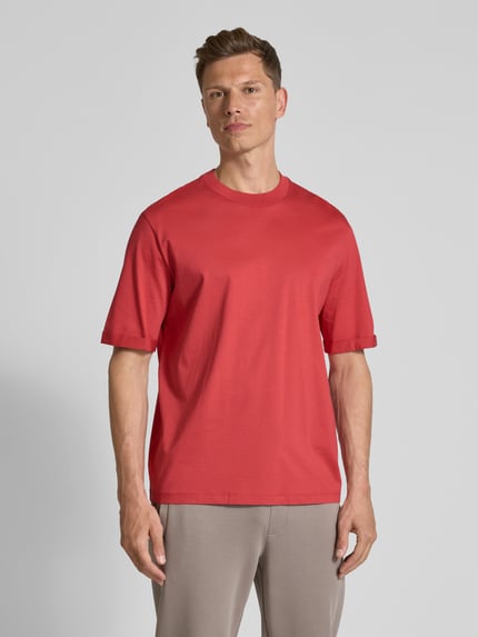 Armani Exchange T-Shirt mit geripptem Rundhalsausschnitt Hellrot 4