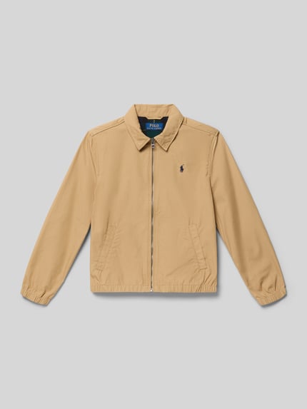 Produktfoto, Regular Fit Blouson uit puur katoen Model 'BAYPORT' van Polo Ralph Lauren Teens, look: effen, met platte kraag, ritssluiting, gestikt logo, lange mouw met elastische mouwboord, elastische rompzoom, zij-steekzakken, materiaal: puur katoen