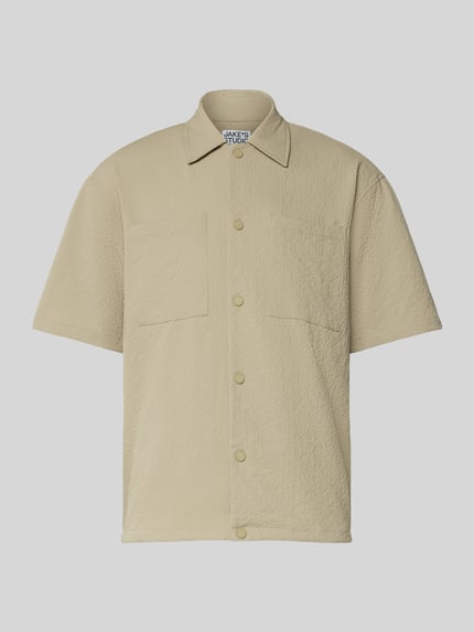 Jake*s Studio Men Regular Fit Freizeithemd mit Strukturmuster Taupe 2