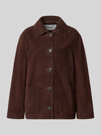 Regular fit leren jack van echt rundleer Shop The Look MANNEQUINE