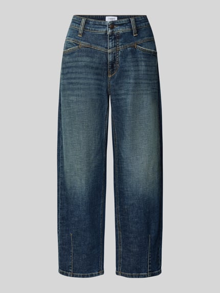 Produktfoto, Regular Fit Barrel Jeans aus Baumwoll-Mix Modell 'ELIN' von CAMBIO, blaues Denim mit dezenten Waschungen, Damen Barrel Jeans von CAMBIO