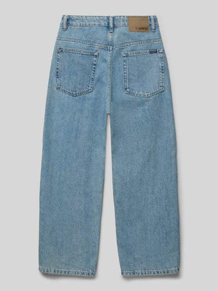 Productfoto, Baggy Fit Jeans mit Label-Detail van Garcia, lichtblauw katoen met steekzakken en baggy fit, kindermaat, rugaanzicht