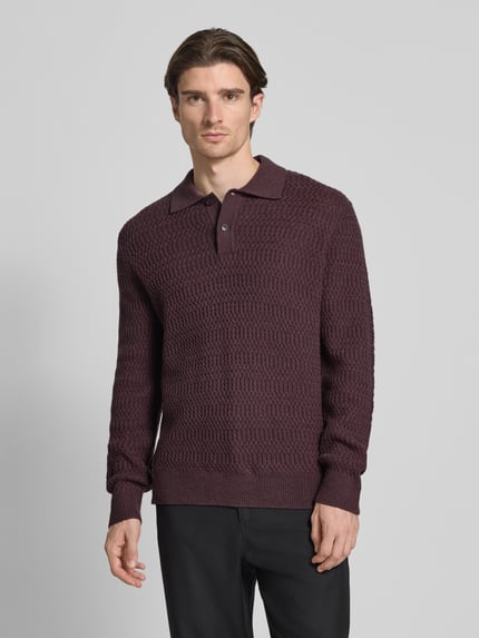 Samsøe Samsøe Strickpullover aus Woll-Mix mit Polokragen Modell 'CAIDEN' Bordeaux 4