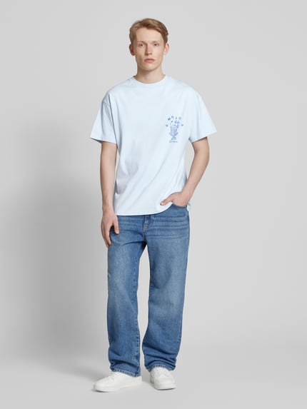 BLKVIS T-Shirt mit Motiv- und Label-Print Modell 'VASO' Hellblau 1