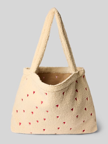 Studio Noos Mom bag met all-over motiefstitching, model 'Teddy' Zand - 4