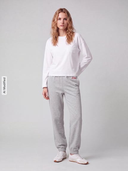 s.Oliver RED LABEL Relaxed Fit Sweathose aus Baumwoll-Mix - s.Oliver x Heidi Klum Hellgrau 1